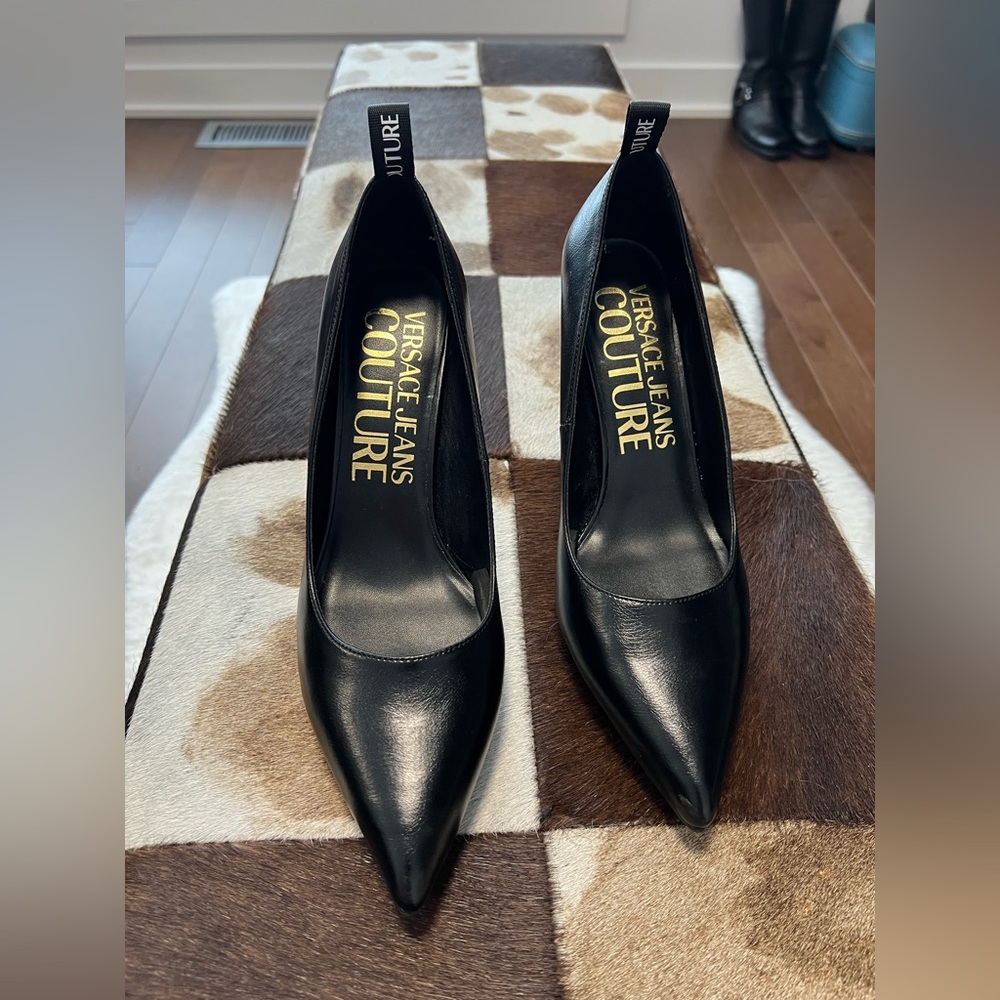 Versace Collection Black Leather Heels